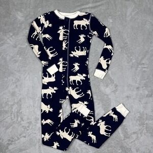 Lazy‎ One Kids Blue Moose Flapjacks Pajamas One Piece Size 8 Sleepwear